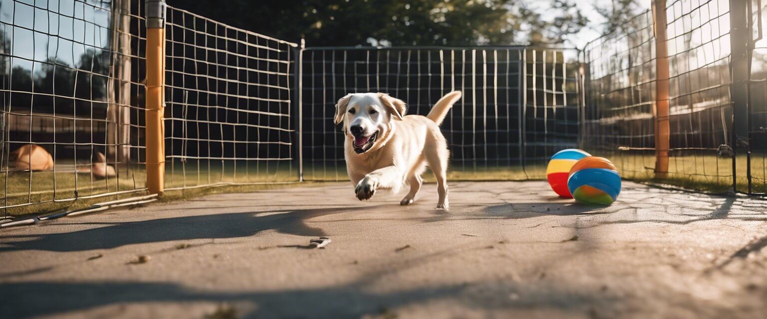 Dog playing in exercise pen